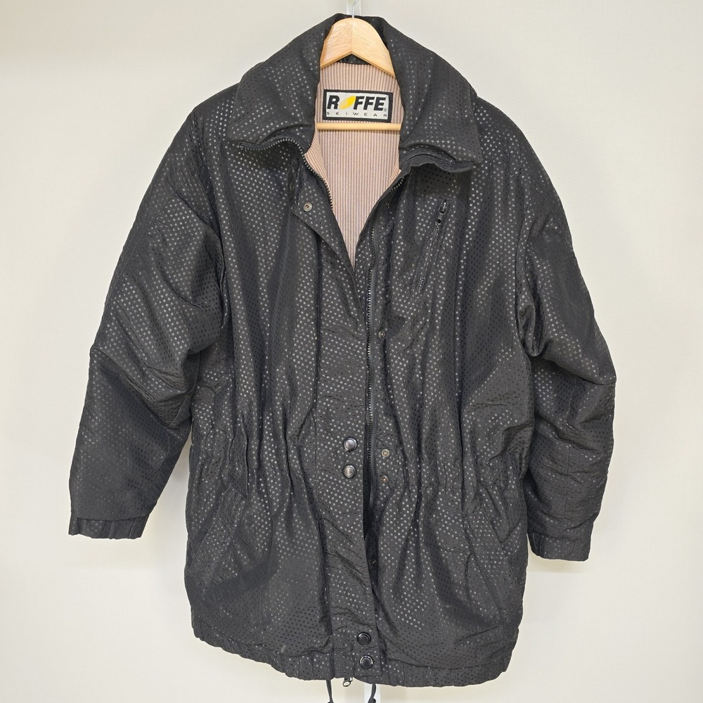Vintage Roffe Ski Wear Women's Black Diamond Pattern Winter Jacket Size‎ 10